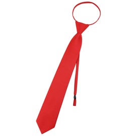 Vesuvio Napoli PreTied Men's Necktie Solid Color Mens Adjustable Zipper Neck Tie, Red, 3 IN