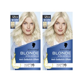 Schwarzkopf Blonde Lightener L1++ (2 x 143 ml), Hair Dye for Oil-Activated Hair Lightening with HaptIQ System, for up to 9 Levels without Yellow Tint