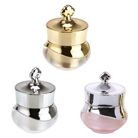 Feelairy Empty Cream Jar, 5 g/5 ml, Pack of 3 Travel Containers for Filling, Cosmetic Containers, Plastic, Small Plastic Jar with Screw Lid for Cosmetic Jar, Lip Balm (White, Gold, Pink), White Gold