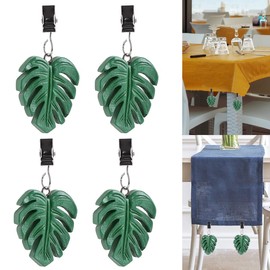 ibvenit Set of 4 Tablecloth Weights for Outdoor Table Cloth Clips Table Cloth Weights with Clamping Force Table Cloth Weights Curtain Weights Leaves
