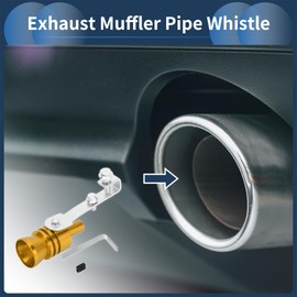 INFINAUTO Turbo Sound Muffler Pipe Whistle, Rear Tailpipe L Car Motorcycle Roar Maker Aluminum Gold Tone, 1 Set
