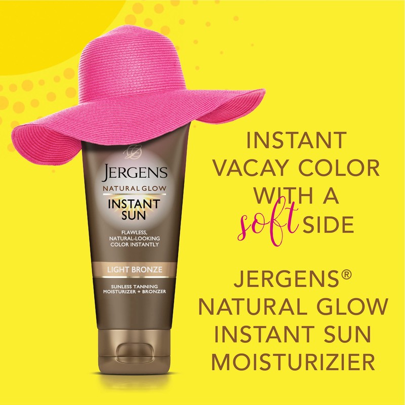 Jergens Natural Glow Instant Sun Tanning Moisturizer + Bronzer, Lightweight