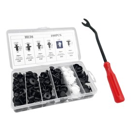 100PCS Plastic Car Body Trim Clips, Universal Car Bumper Clips, Rivets Fasteners Push Retainer Kit, Auto Push Pin Rivets Set with Storage Box (100PCS&Tool)