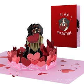 D4DREAM Dog Valentines Day Card - 3D Puppy Pop Up Anniversary Cards with Envelope 5x7'' Be My Valentine Card Pop Up Valentines Day Card for Him Valentine's Day Gifts Card for Husband Wife Couple