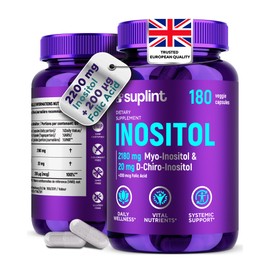 Myo-Inositol & D-Chiro Inositol (Capsules) – PCOS Supplement with Folic Acid – 2200 mg Inositol Complex per Serving – Cycle & Hormonal Support – 180 Vegan Capsules – Lab Tested – GMP Certified