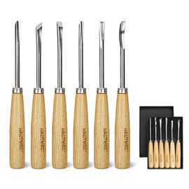 HAUTMEC Wood Carving Tools Set of 6, Wood Gouge Tools Set, Fishtail Gouges to Reach into Tight Spaces for Hobbyists or Professionals HT0236-WW
