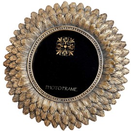MAISONICA Antique Gold Large Sun Burst 3.5"x3.5" Photo Picture Frame 18cm Freestanding