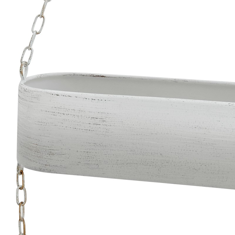 Danya B. Two-Tier Hanging White Metal Trough Wall Planter