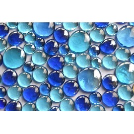 350g Blue Glass Stones Mixed in 3 Sizes 12-15mm, 17-21mm and 26-33mm Approx 81 Pieces