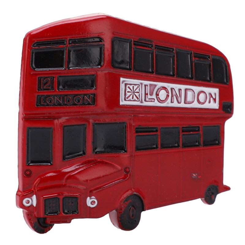 3Pcs Bus Fridge Magnet Red Bus Design Bright Colors Magnetic