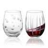 Joeyan Hand Blown Etched Stemless Wine Glasses for Red Wine,Large