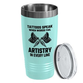 Tattoo Artist Purple Edition Viking Tumbler 20oz - Tattoos speak when - Tattoo Gifts Tipping Skin Deep Ink Tattoo Lover Tattooing Tattooist