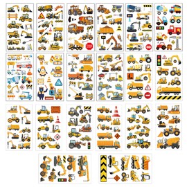20 Sheets Excavator Tattoo Stickers, Cartoon Engineering Vehicle Fake Tattoos, Funny Temporary Stickers, Waterproof Kids Stickers, Can Be Used for Birthday Gifts, Theme Parties