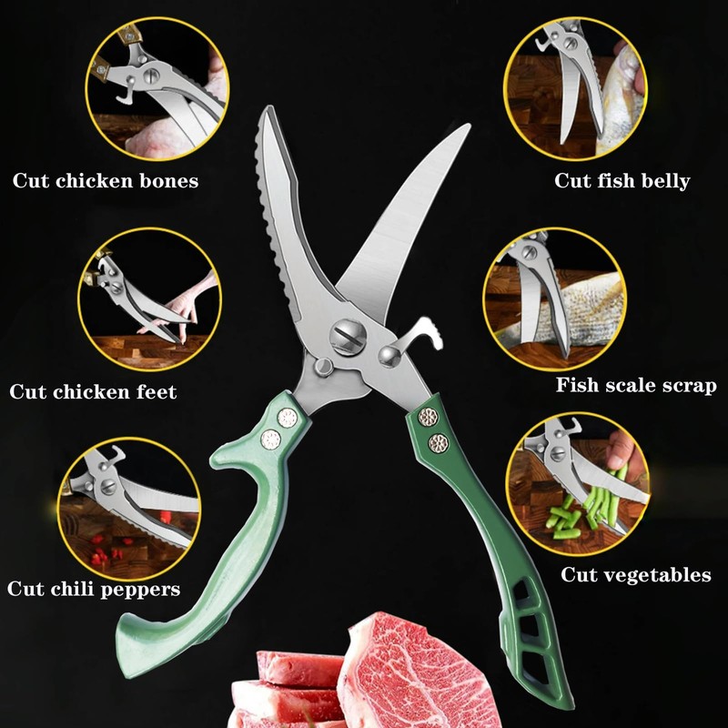 Poultry Shears Heavy Duty by ANDONG,All-Purpose Kitchen Scissors for Food,Heavy
