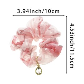 2PCS Fresh Elegant Korean Scrunchies,Vintage Oil Painting Style Fabric Head Flower