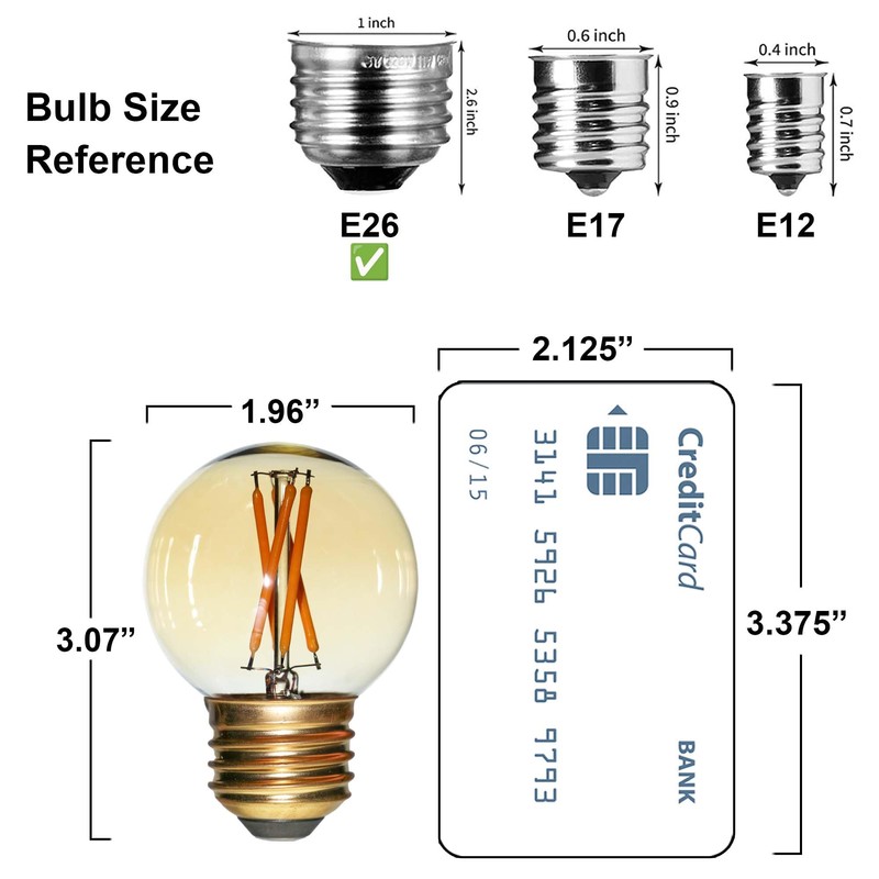 FANNIS 6 Pack G50 E26 Globe LED Light Bulbs Dimmable,