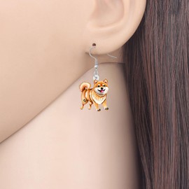 YAYAKO Novelty Acrylic Smiling Shiba Inu Dangle Jewellery Cute Puppy Dog Earrings for Women Girls Gifts Charms, Acrylic, No Gemstone