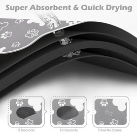 Dog Cat Food Mat,Rapid Absorbent Pet Feeding Mat, Bone Shaped Dog Placemat Water Bowl Mat with Rubber Backing,No Stains Dog Cat Food Mats Indoor, Pet Accessories Supplies 17"×29" Grey