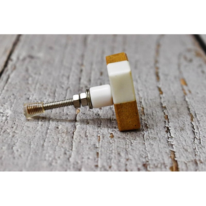 ARTISNO White Rectangular Marble Knob, Modern Cabinet Knob, Decorative Hardware,