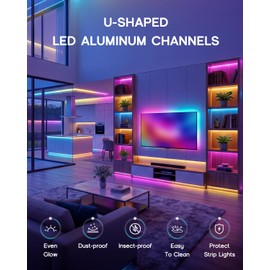 VOEWT 20Pack 3.3FT/1M LED Aluminum Channel U Shape with Milky White Cover Lens for 8/10/12mm LED Strip Lights,LED Diffuser Channel Even Glow for Living Room,Stairs,Kitchen,Cabinet
