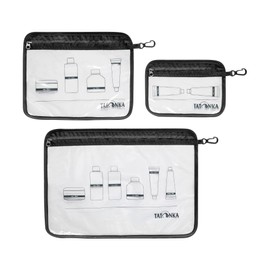 Tatonka Toiletry Bag Zip Flight Bag A5 - Transparent Bag for Carrying Liquids in Aeroplane Hand Luggage - 22 x 18 cm (Black)