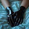 GREEFEI Black Latex Short Gloves,Natural Rubber Gloves Unisex Handmade,Masquerade Theme