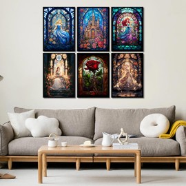 RYMILIE 6 Pack Diamond Painting Kits for Adults,Diamond Painting Kits,5D Princess Diamond Art Kits for Adults Beginner Gem Art Full Drill Diamond Dots Art for Adults Home Wall Decor 12x16inch