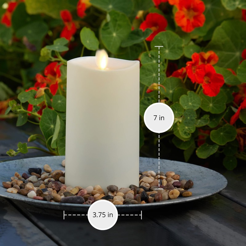 Luminara Outdoor Flameless LED Ivory Candle Melted Edge 3.75" x