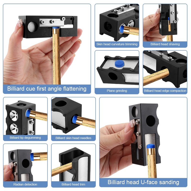 Ranjaner 11-in-1 Billiards Pool Cue Tip Shaper, Pool Cue Tips