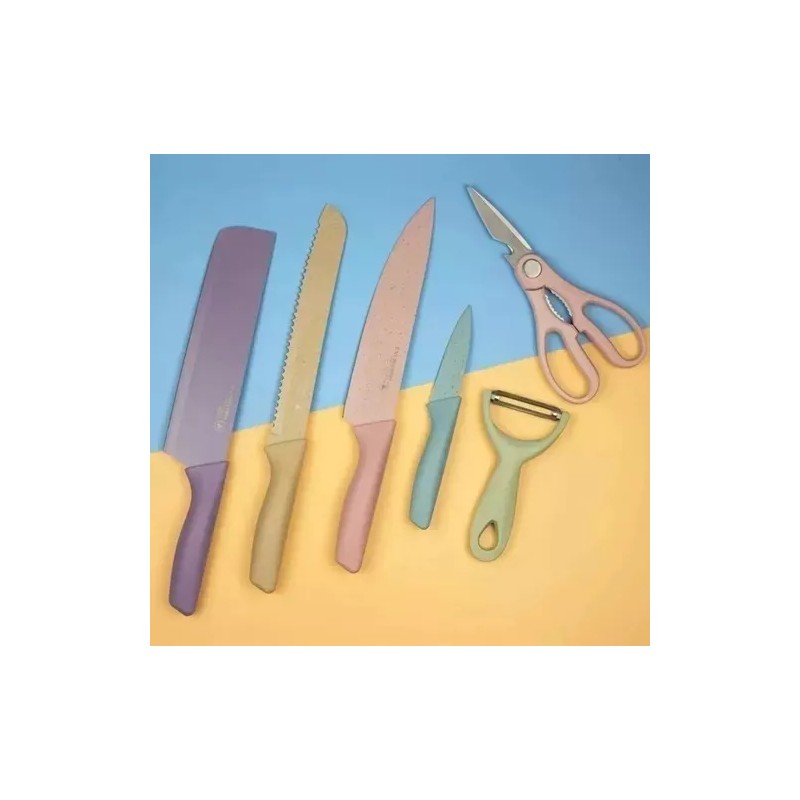 ML Cuchillos Cocina Profesionales Acero Inoxidable Color Pastel
