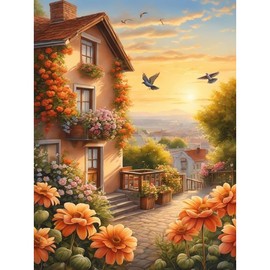 Giahism Landscape Paint by Numbers Adults, Painting by Numbers Adult Landscape, Painting by Numbers Beginners, DIY Landscape Oil Painting for Home Décor 30 x 40 cm (12 x 16 inches)