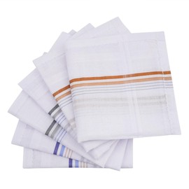 Namaste Trends 100% Cotton Mens Handkerchiefs - 16'' x 16'' Pocket Square Hankies for Wedding, Business or Daily Use' (6, White Design 2)