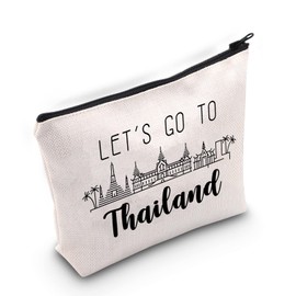 ZJXHPO Thailand Trip Travel Case Thailand Besties Trip Gift Let’s Go to Thailand Lover Makeup Bag with Zipper Thailand Journey Together Gift Thailand Travel Gift (Thailand)