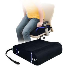 Adult Booster Seat Cushion for Chair, Extra Thick Lift Cushions for Elderly, Office Chair Booster Seat Riser Cushion Extra Firm Foam for Height, Seat Pad with Adjustable Strap for Office, Wheelchair