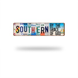 Vintage Wall Art Decor Street Signs for Kitchen Bathroom Home Indoor Outdoor Metal Road Sign FarmHouse Camping Bar Rustic Retro Plaques 16 X 4 inch (SOUTHERN)