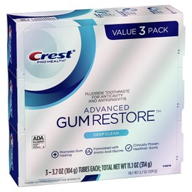 Crest Pro-Health Advanced Gum Restore Toothpaste, Deep Clean 3.7 Oz (Pack of 3)