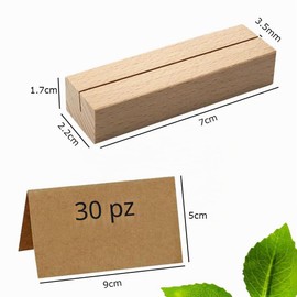 Esforzarse 30 Pezzi Porta Carte in Legno, Supporto Tavolo per Menu e Cartoline, Porta Biglietti da Visita e Segnaposto, Espositore Legno per Foto Matrimonio e Inviti,Supporto Cartoncini per Ristorante