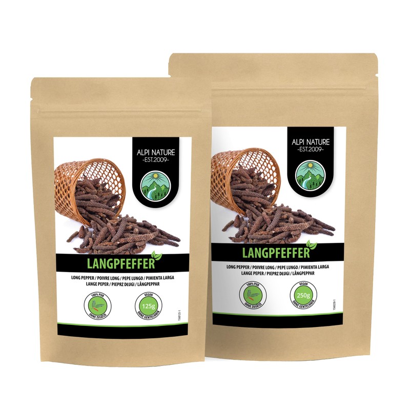 Long pepper (125g, 4.4oz), long whole pepper, 100% natural pepper