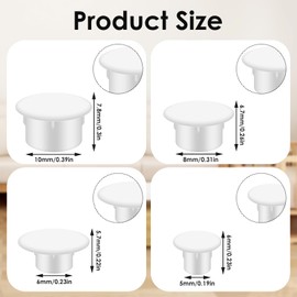 120PCS Screw Covers White, 4 Sizes White Hole Plugs, Plastic Screw Covers Caps Hole Plugs Assorted for Nail Holes, Screw Holes, Partition Holes in Cabinets, Brackets, Shelves (5mm/6mm/8mm/10mm)
