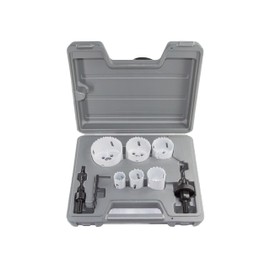 Drill America 8 Piece Electrician Bi-Metal Hole Saw Kit, Hole Saw Bit for Metal, Drilling PVC Board, Wood and Plastic
