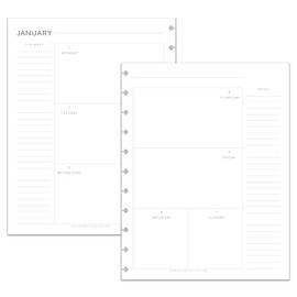 BetterNote 2025 HORIZONTAL Calendar Refill for Disc Notebook, Fits Levenger Circa, Staples Arc Jr, TUL Office Depot, Happy Planner, InkWell Press, MAMBI, NOTIQ (Classic, 11-Disc, 8.5"x11")