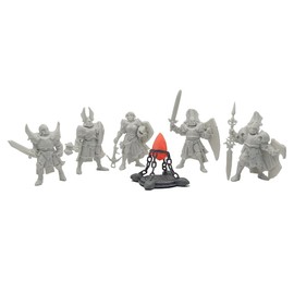 Generic Glowing Paladins & Magic Crystal Set - 6pcs 2ʺ DND Miniatures for Fantasy Tabletop RPGs - Unpainted Figures