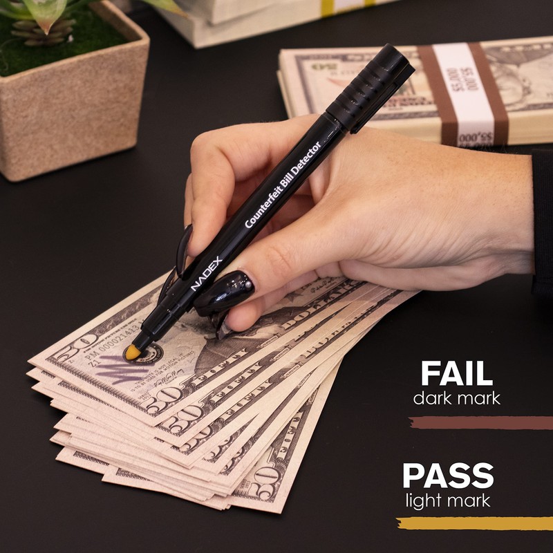 Nadex Counterfeit Pen, Easy Swipe - Gold for Real, Black