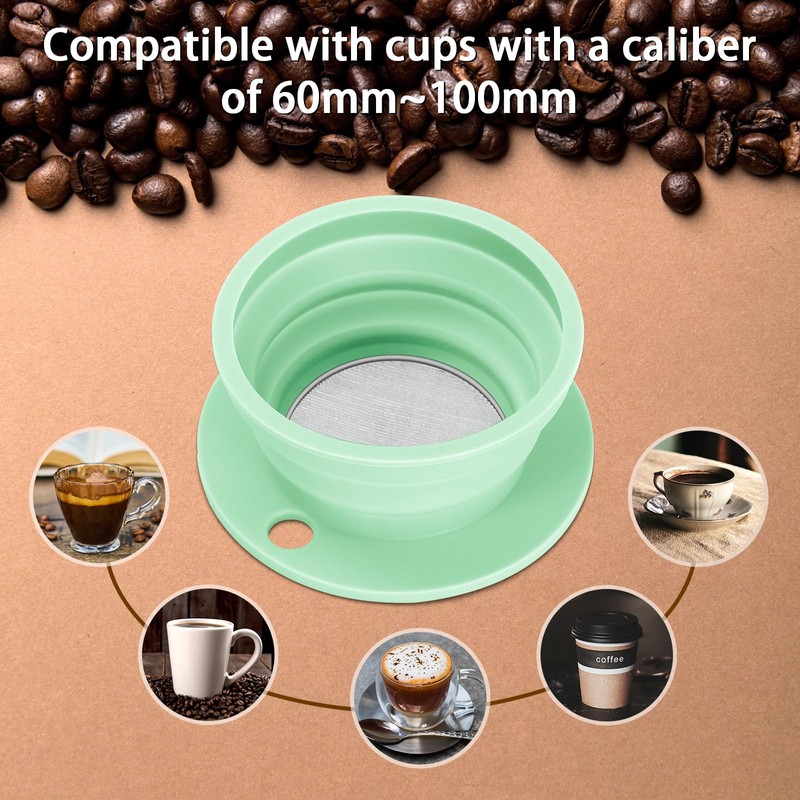 VVGCS Collapsible Travel Pour Over Coffee Maker Camping, Paperless Silicone