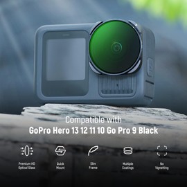 NEEWER Rotating CPL Filter for Hero 13, Multicoated HD Optical Glass Action Camera Adjustable Circular Polarizer Polarizing Filter Compatible with GoPro Hero 13 12 11 10 9, FL-GP23