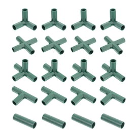 20Pcs Greenhouse Frame Building Connector, 5 Types Support Gardening Frame Joints Pole Connector for Grape Trellis Shed Plant Stakes Flower Greenhouse Frames, 16mm