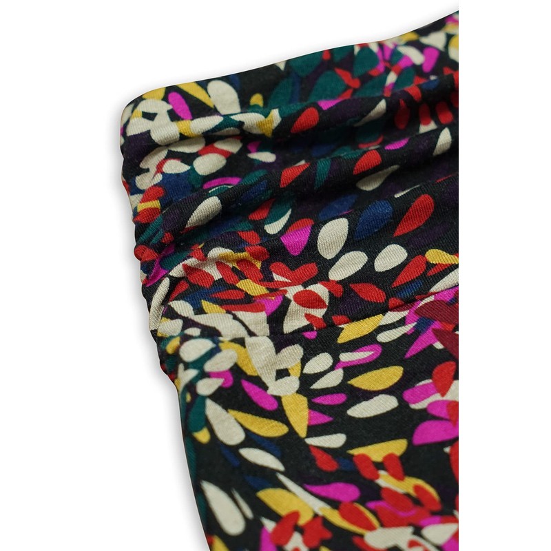 DJT Women's Ruched Elastic Waist Soft Flowy Handkerchief Hem Midi