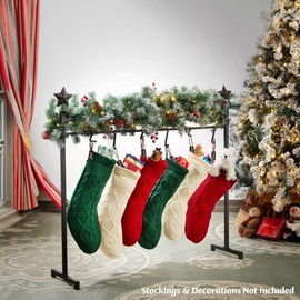 Casafield 3ft Christmas Stocking Holder Stand, Holiday Decor Hanger Display for Home with 12 Hooks, Name Tags, and Chalk Marker