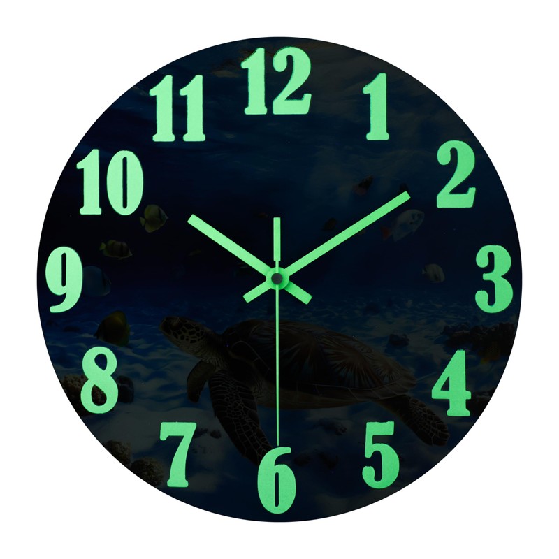 jomparis Outdoor Clocks Waterproof 12 Inch Coastal Sea Turtle Luminous