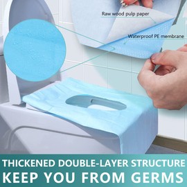 50 Pack Disposable Toilet Seat Cover XL Waterproof Individually Wrapped for Adults and Kids Potty Training Travel Accessories for Public Restrooms, Airplane, Camping
